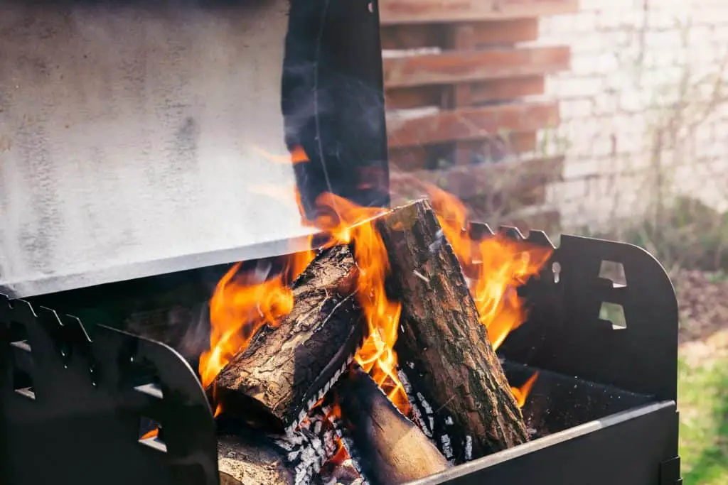 Burning Wood In Barbecue